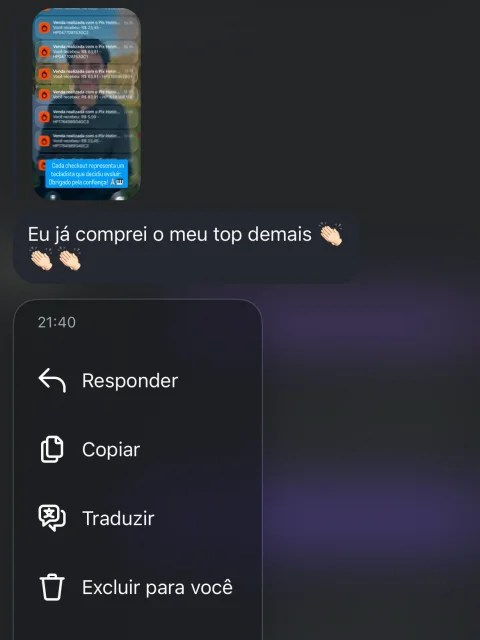 Print de conversa com um cliente